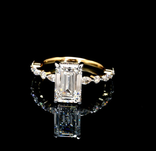 3.84CT Certified Lab-Grown Diamond Engagement Ring in 14K