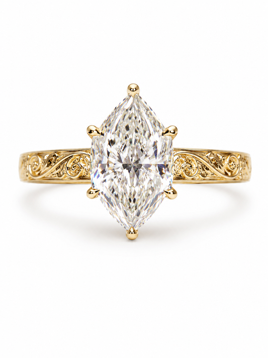 14K 3CT VVS2 F DTCH MRQ YG
