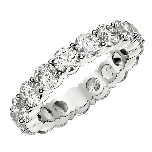 Round Cut Lab Grown Diamond Eternity Ring in 14k White Gold (3 cttw FG/VS2)