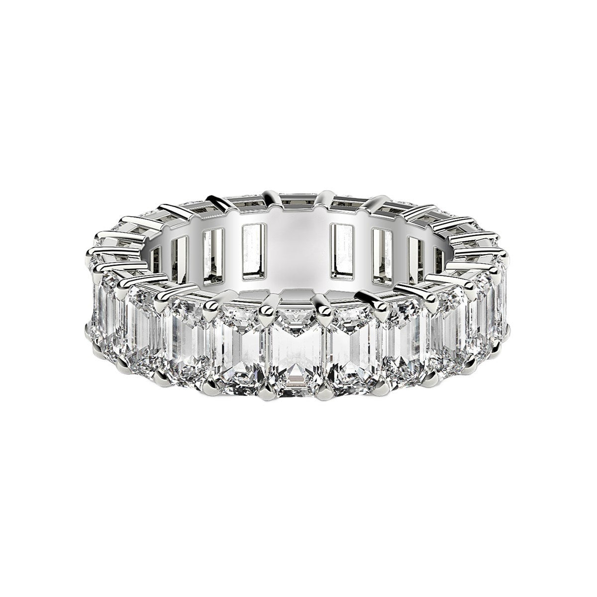 Emerald Cut Lab Grown Diamond Eternity Ring in 14k White Gold (2 cttw FG/VS2)