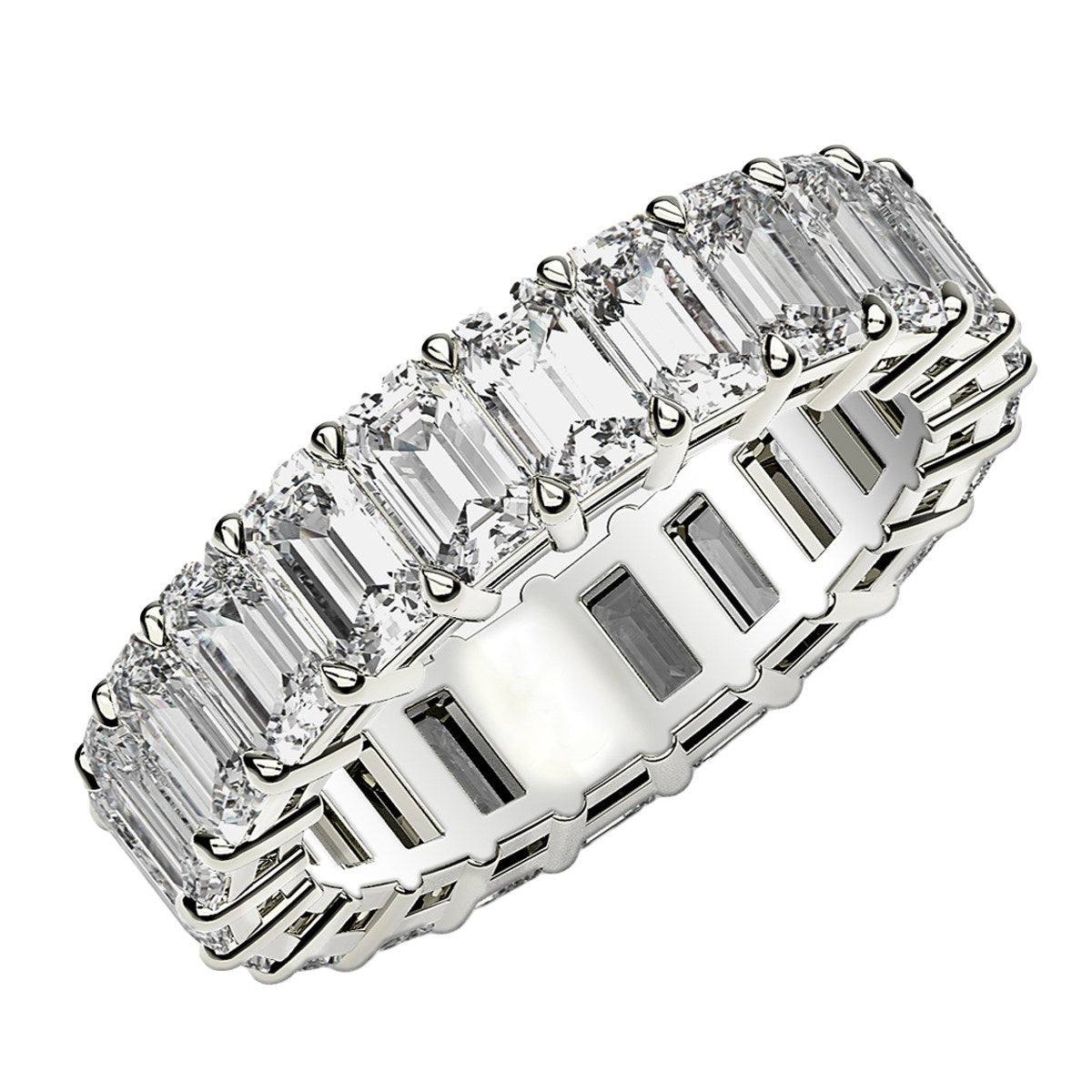 Emerald Cut Lab Grown Diamond Eternity Ring in 14k White Gold (4 cttw FG/VS2)