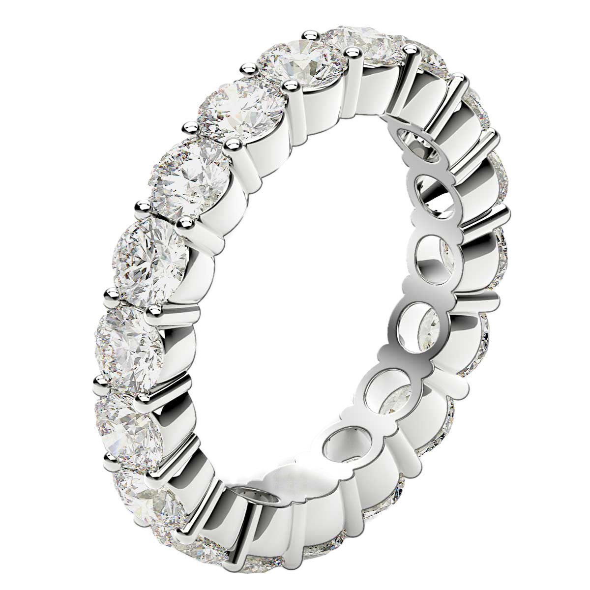 Round Cut Lab Grown Diamond Eternity Ring in 14k White Gold (2 cttw FG/VS2)