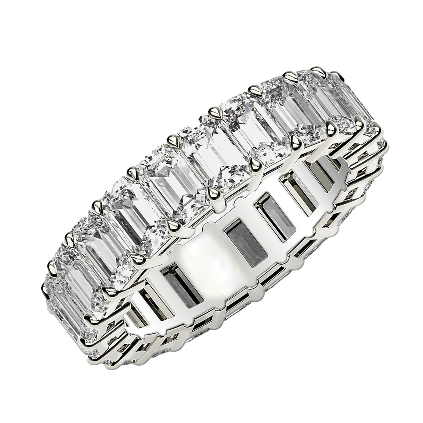 Emerald Cut Lab Grown Diamond Eternity Ring in 14k White Gold (3 cttw FG/VS2)