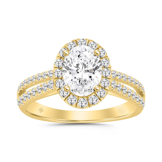 14K YELLOW GOLD 2.00CT ROUNDOVAL DIAMOND LADIES RING (CENTER STONE OVAL DIAMOND 1 12CT)