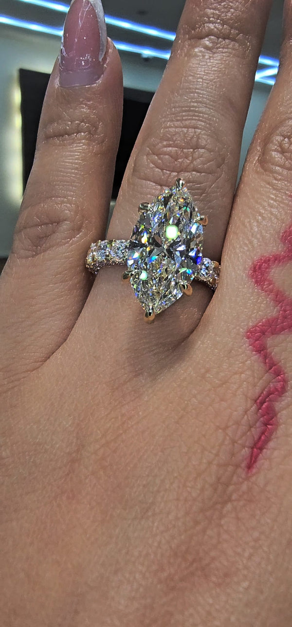 Tiktok Viral: 14k gold 7.36 carat Marquise Diamond VVS2 F color Ring