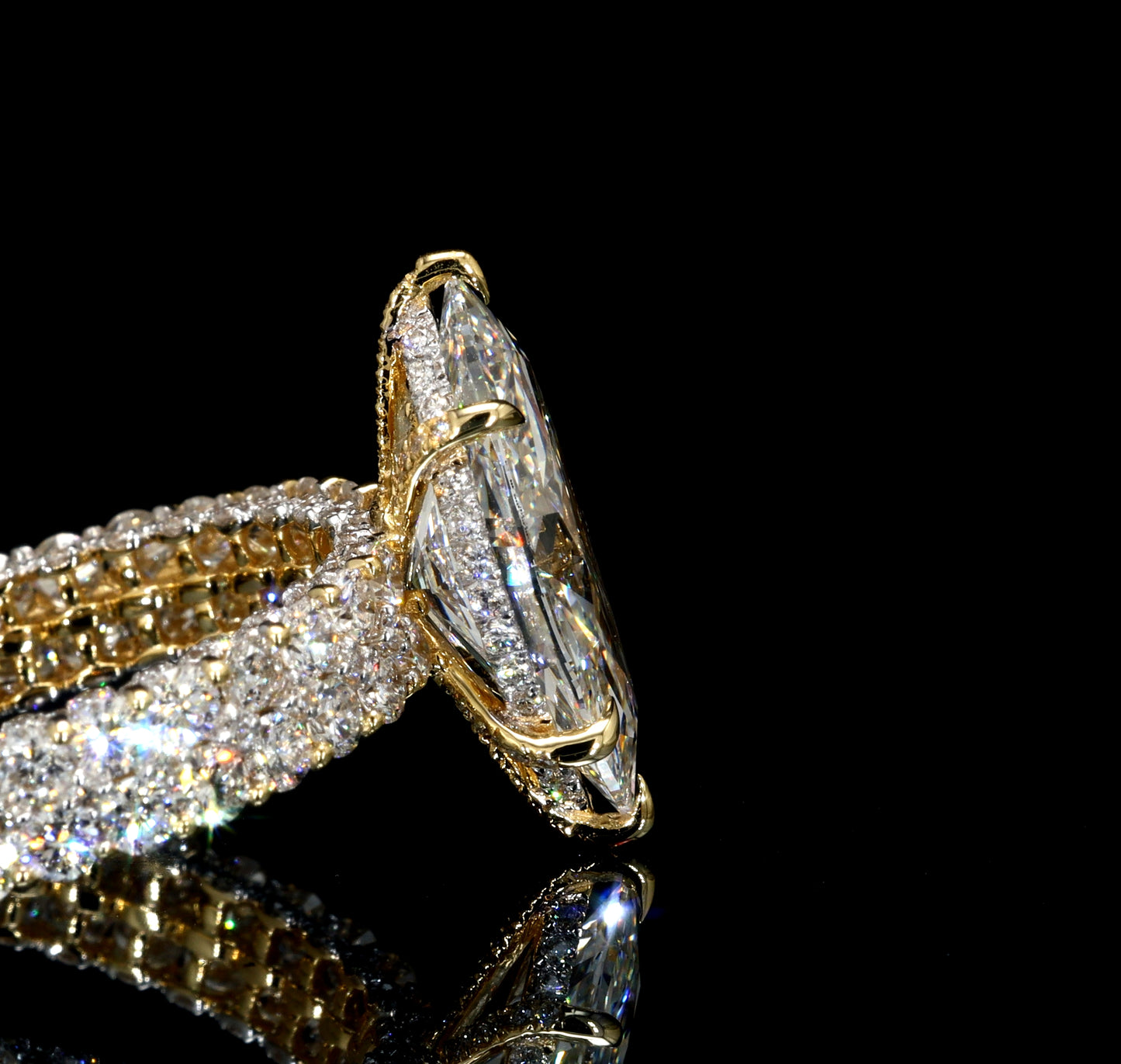 5.96 CTW Marquise Lab-Grown Diamond Engagement Ring set in 14K Yellow Gold