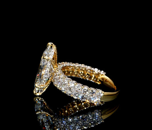 5.96 CTW Marquise Lab-Grown Diamond Engagement Ring set in 14K Yellow Gold